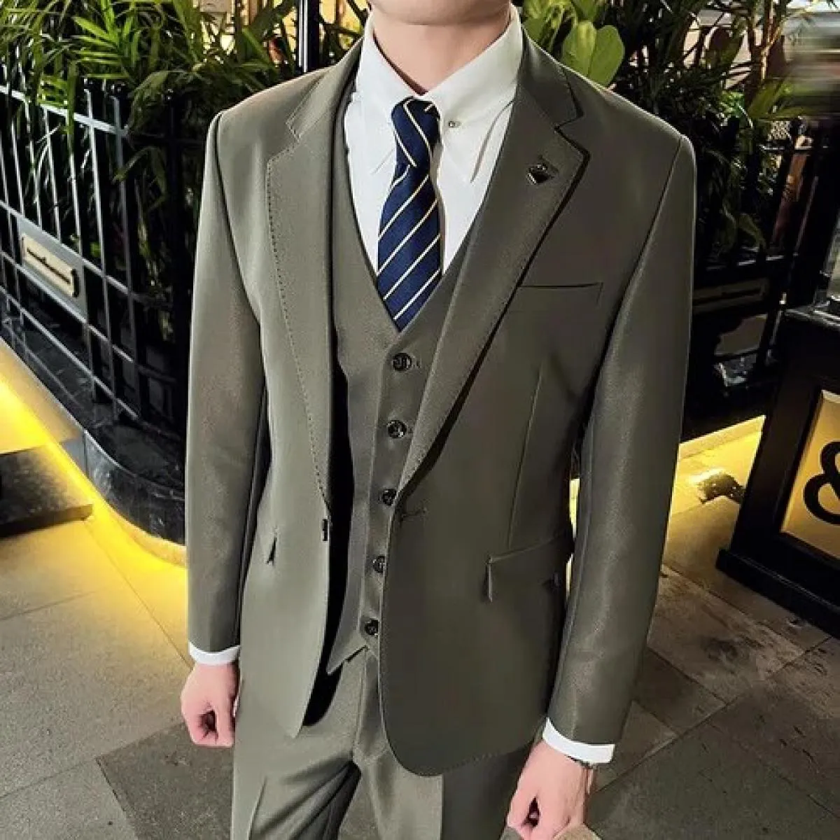 2022 moda uomo casual boutique business slim host tinta unita abito formale blazer giacca pantaloni gilet 3 pezzi