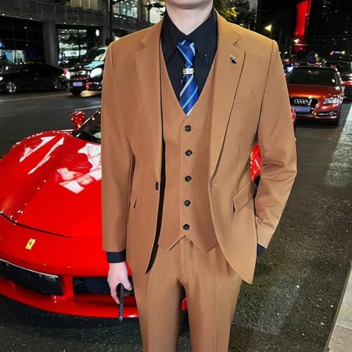 2022 moda uomo casual boutique business slim host tinta unita abito formale blazer giacca pantaloni gilet 3 pezzi