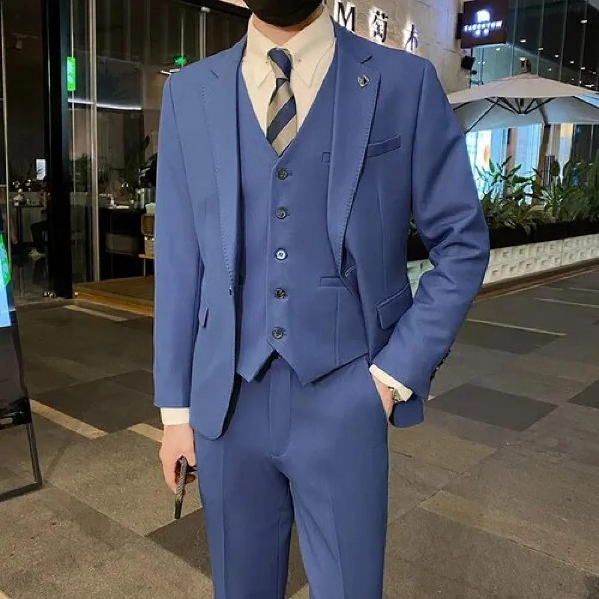 2022 moda uomo casual boutique business slim host tinta unita abito formale blazer giacca pantaloni gilet 3 pezzi