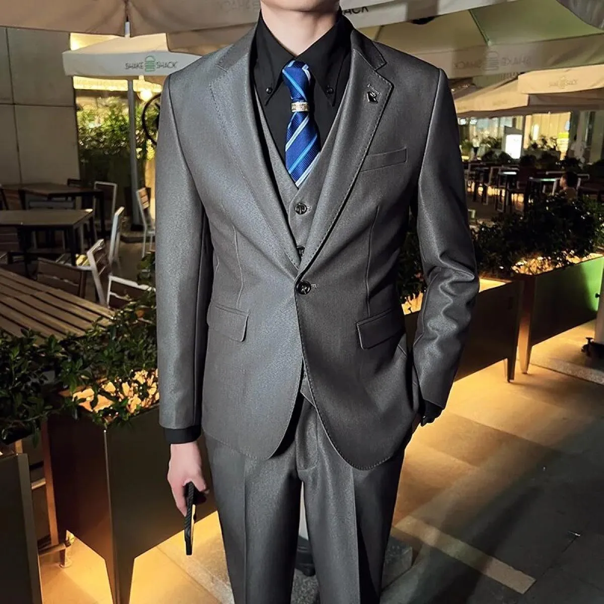 2022 moda uomo casual boutique business slim host tinta unita abito formale blazer giacca pantaloni gilet 3 pezzi