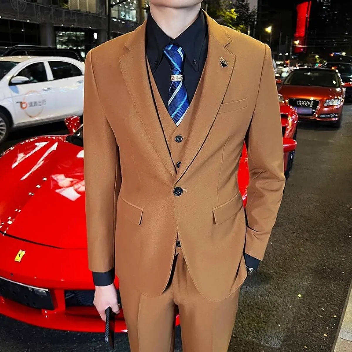 2022 moda uomo casual boutique business slim host tinta unita abito formale blazer giacca pantaloni gilet 3 pezzi