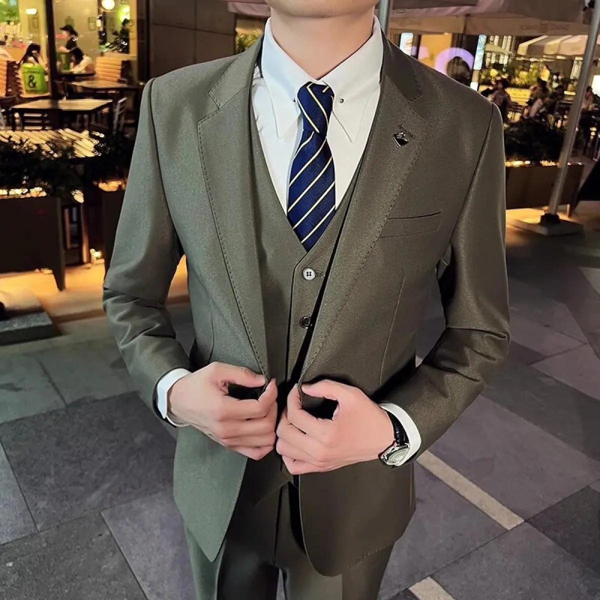 2022 moda uomo casual boutique business slim host tinta unita abito formale blazer giacca pantaloni gilet 3 pezzi
