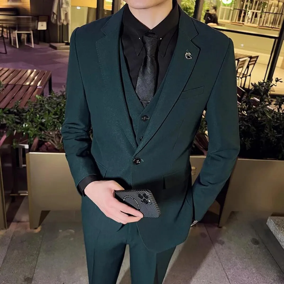 2022 moda uomo casual boutique business slim host tinta unita abito formale blazer giacca pantaloni gilet 3 pezzi