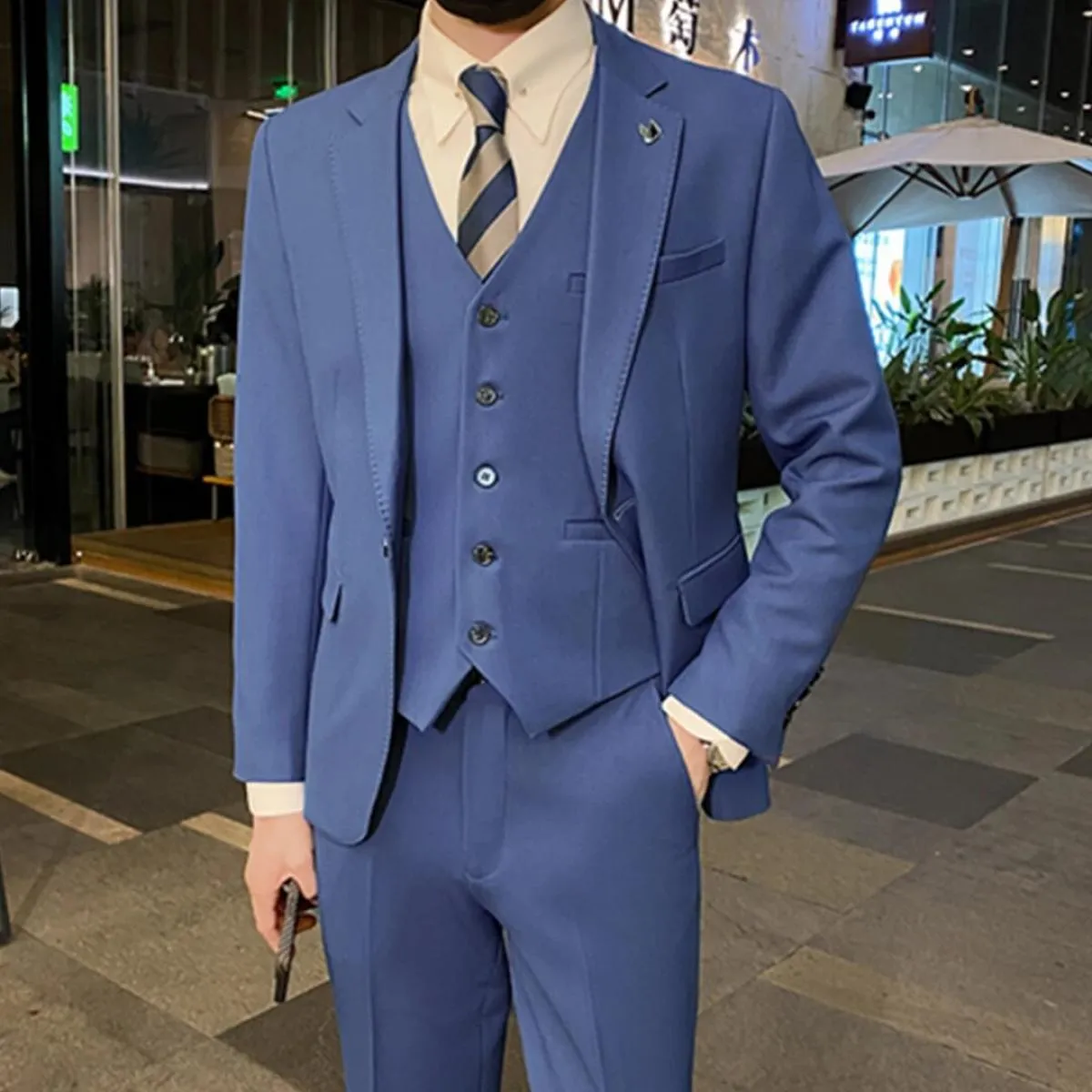 2022 moda uomo casual boutique business slim host tinta unita abito formale blazer giacca pantaloni gilet 3 pezzi