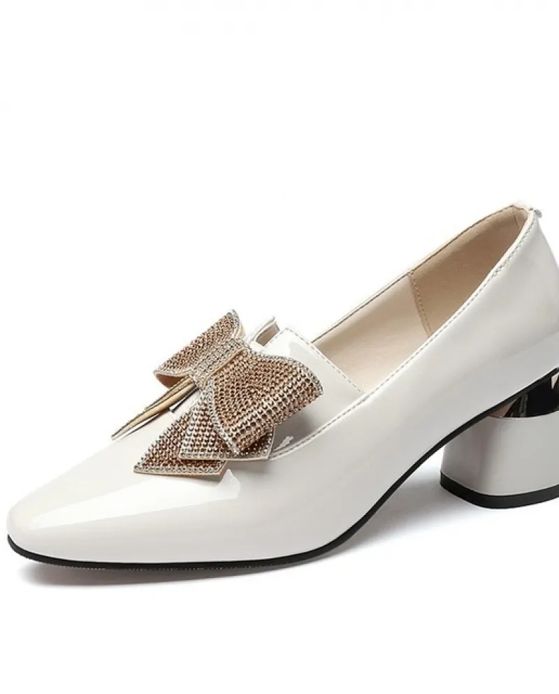 2022 Nuova Primavera Autunno Scarpe Singole Da Donna Tacco Alto In Pelle Verniciata Con Tacco Alto Pompe Bowwomens