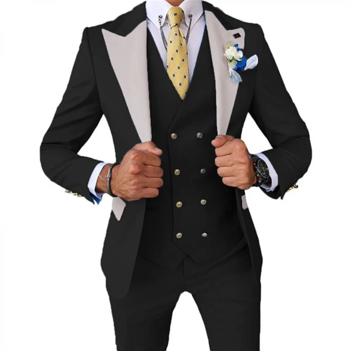 2023 Giacca da sposa Abito Blazer Cappotto Gilet Pantaloni da uomo Business Set da 3 pezzi Pantaloni da abito casual slim fit Gi