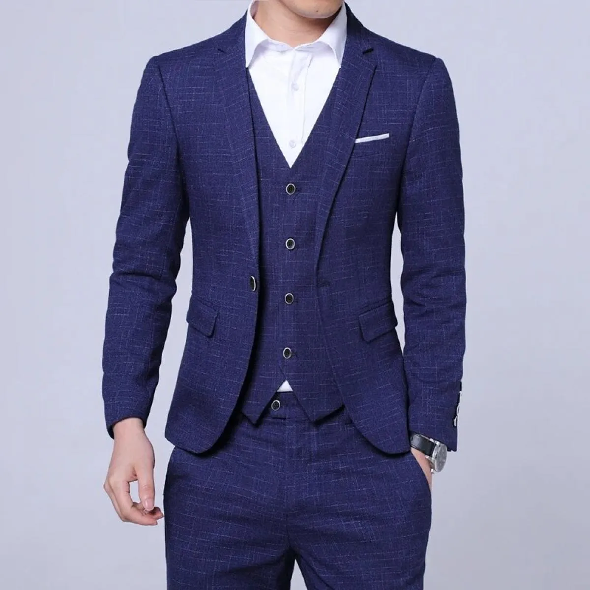 2023 Moda Nuovi Uomini Casual Boutique Business Plaid Slim Fit Sposo Matrimonio Abito formale Abito Blazer Pantaloni Gilet Trous