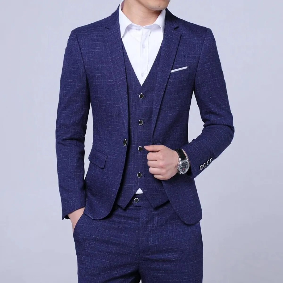 2023 Moda Nuovi Uomini Casual Boutique Business Plaid Slim Fit Sposo Matrimonio Abito formale Abito Blazer Pantaloni Gilet Trous
