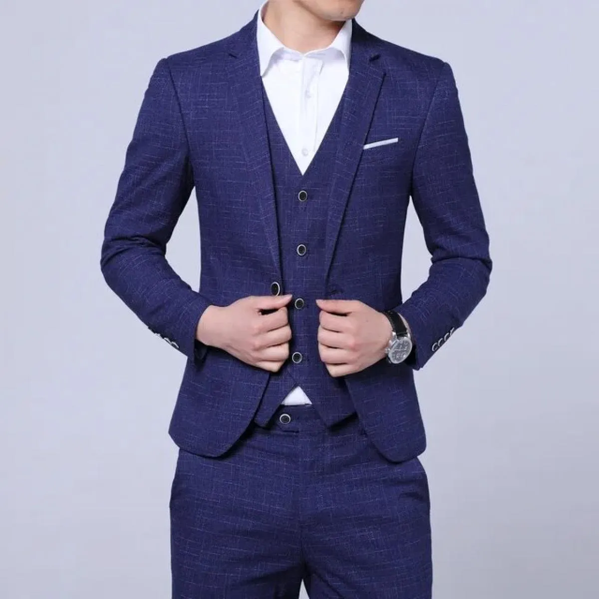 2023 Moda Nuovi Uomini Casual Boutique Business Plaid Slim Fit Sposo Matrimonio Abito formale Abito Blazer Pantaloni Gilet Trous