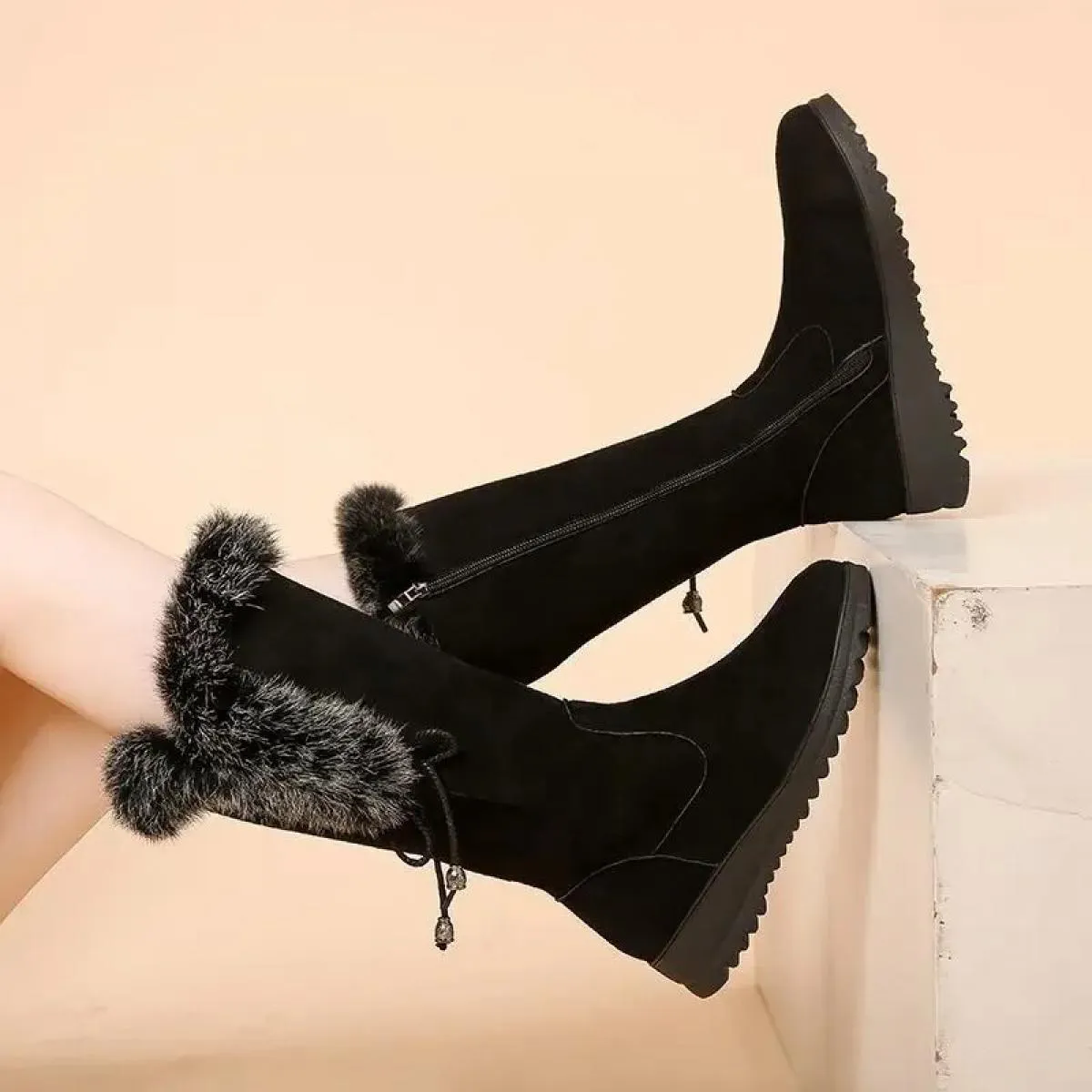 2023 scarpe da donna invernali di vendita calde stivali moderni in pelle scamosciata a metà polpaccio punta rotonda stivali da d