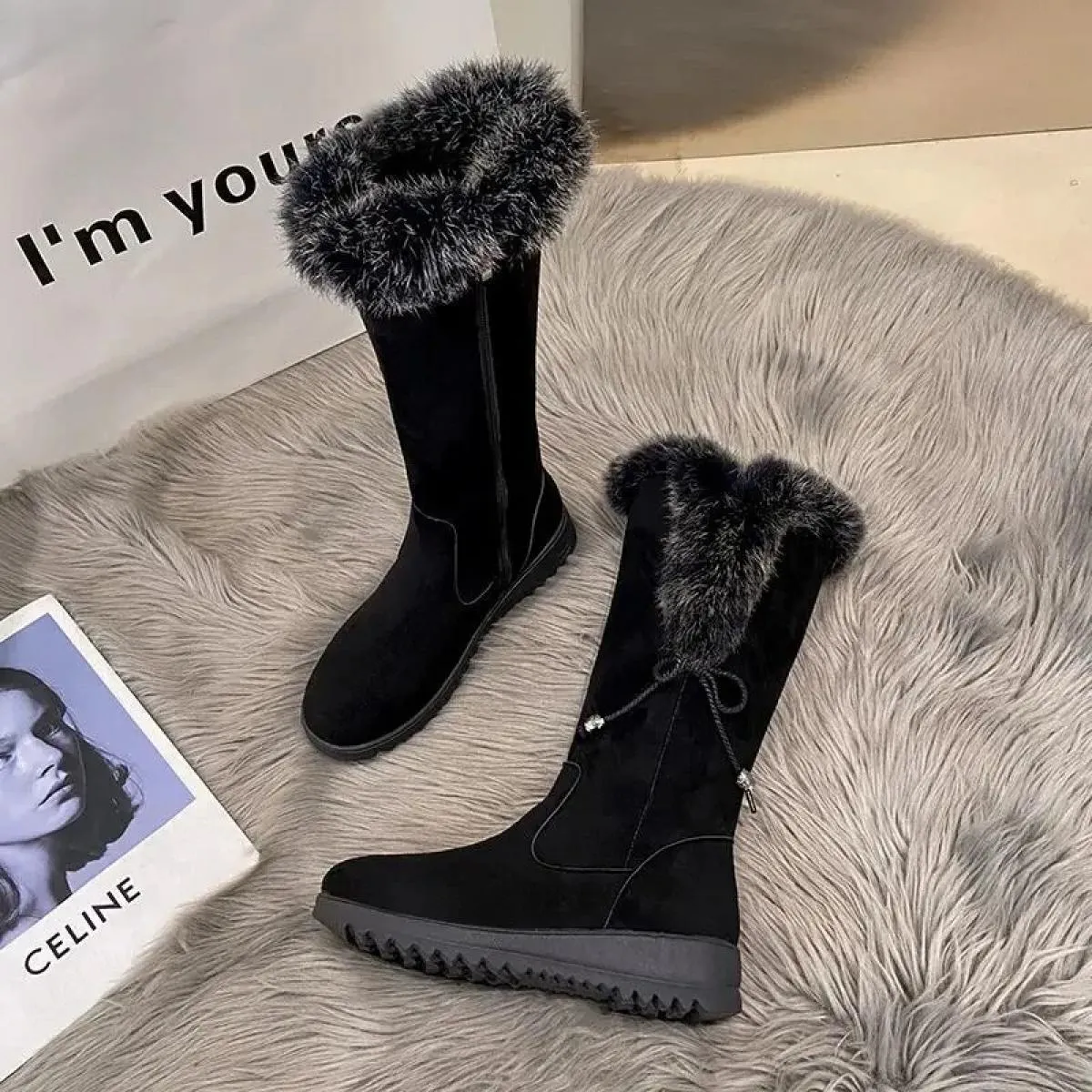 2023 scarpe da donna invernali di vendita calde stivali moderni in pelle scamosciata a metà polpaccio punta rotonda stivali da d