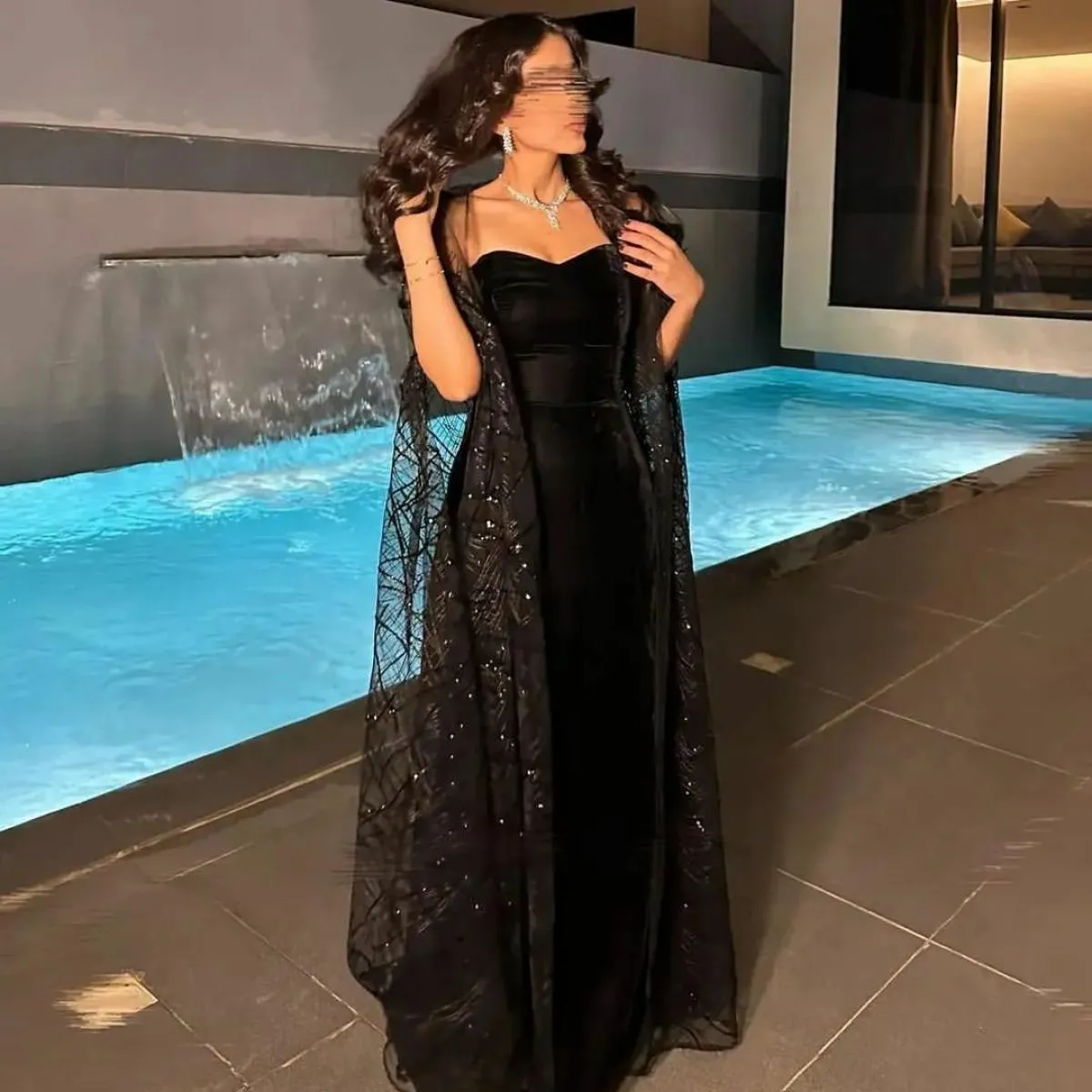 2023 Splendidi abiti da cerimonia per occasioni formali da donna nuovi alla caviglia in tulle con maniche a spalla pesanti proge