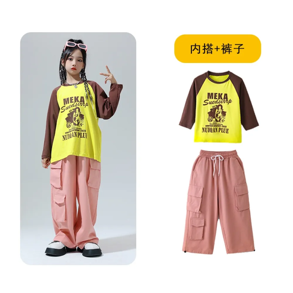 Abbigliamento da spettacolo per bambini, abbigliamento alla moda hip-hop, gilet hip-hop per ragazzi, set di batteria, spettacoli
