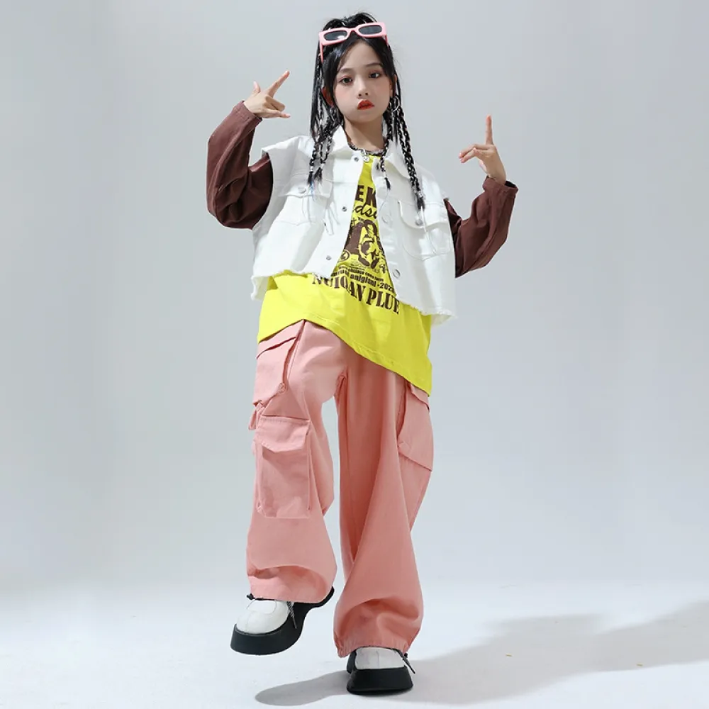 Abbigliamento da spettacolo per bambini, abbigliamento alla moda hip-hop, gilet hip-hop per ragazzi, set di batteria, spettacoli