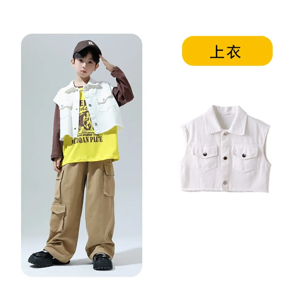 Abbigliamento da spettacolo per bambini, abbigliamento alla moda hip-hop, gilet hip-hop per ragazzi, set di batteria, spettacoli