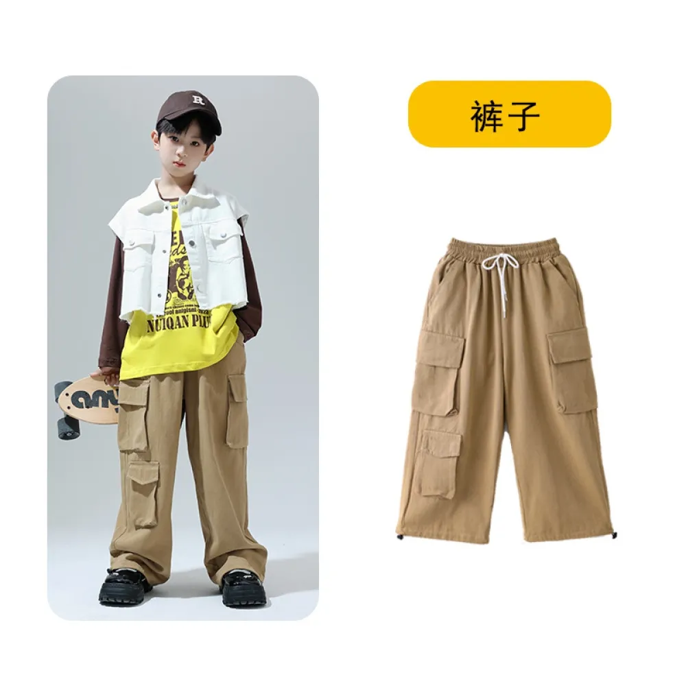 Abbigliamento da spettacolo per bambini, abbigliamento alla moda hip-hop, gilet hip-hop per ragazzi, set di batteria, spettacoli