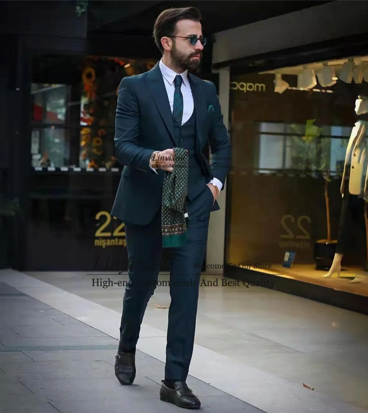 Abiti da uomo blu navy belli 3 pezzi Set blazer da lavoro formale slim fit sposo smoking giacca gilet pantaloni Terno M