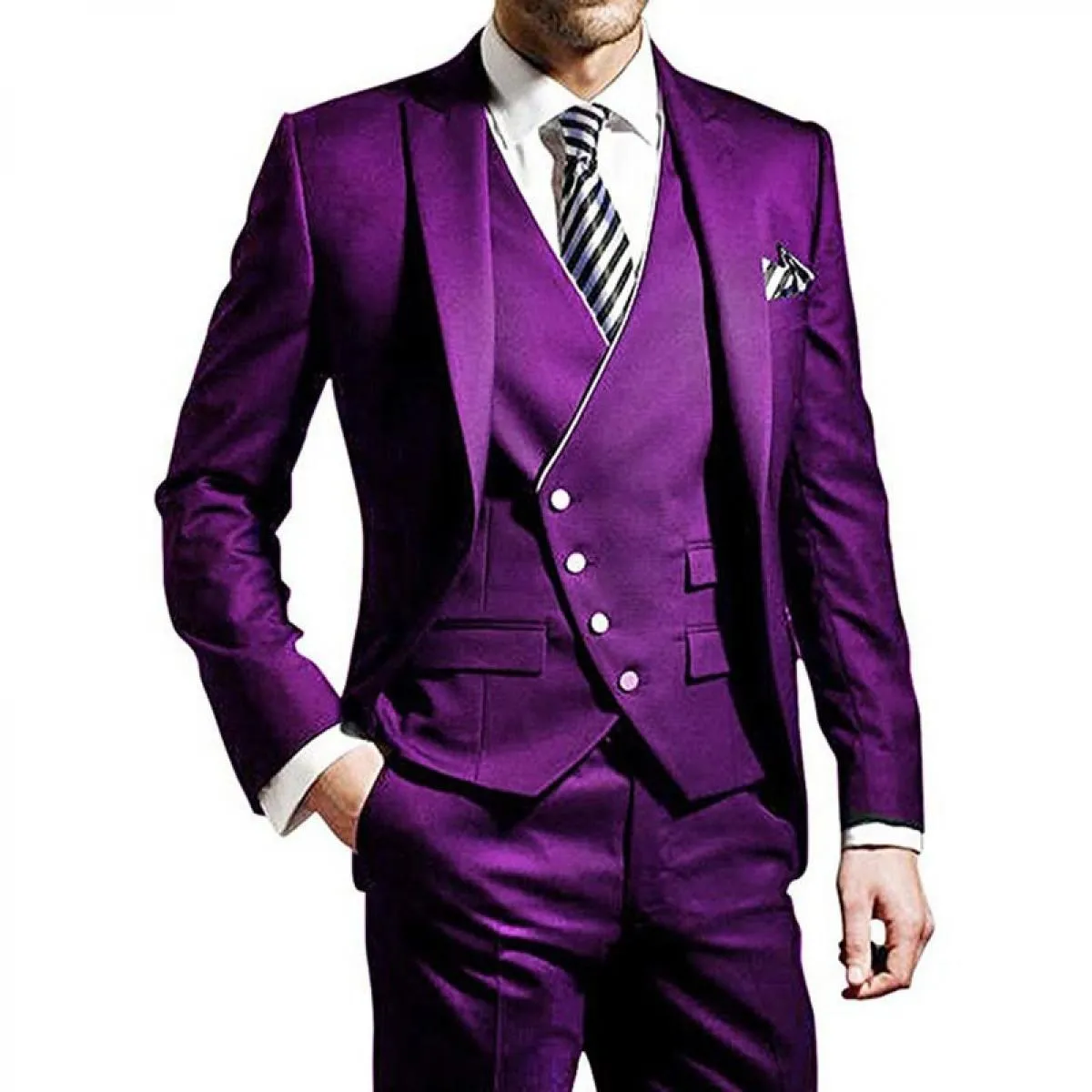 Abito da uomo elegante gilet giacca pantaloni tre pezzi risvolto con visiera verde nero smoking slim fit per matrimonio costume