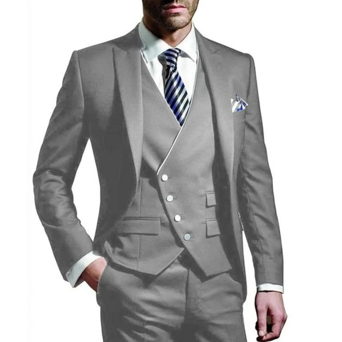 Abito da uomo elegante gilet giacca pantaloni tre pezzi risvolto con visiera verde nero smoking slim fit per matrimonio costume