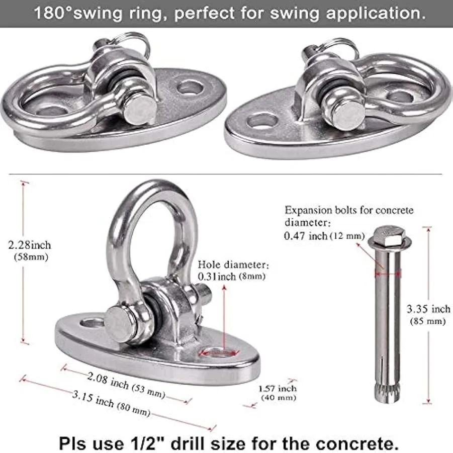 AFANGMQ Acciaio Inossidabile 304 Appendiabiti per oscillanti per impieghi Pesanti Set da 250 kg capacità per Swing e Yoga Sedia 