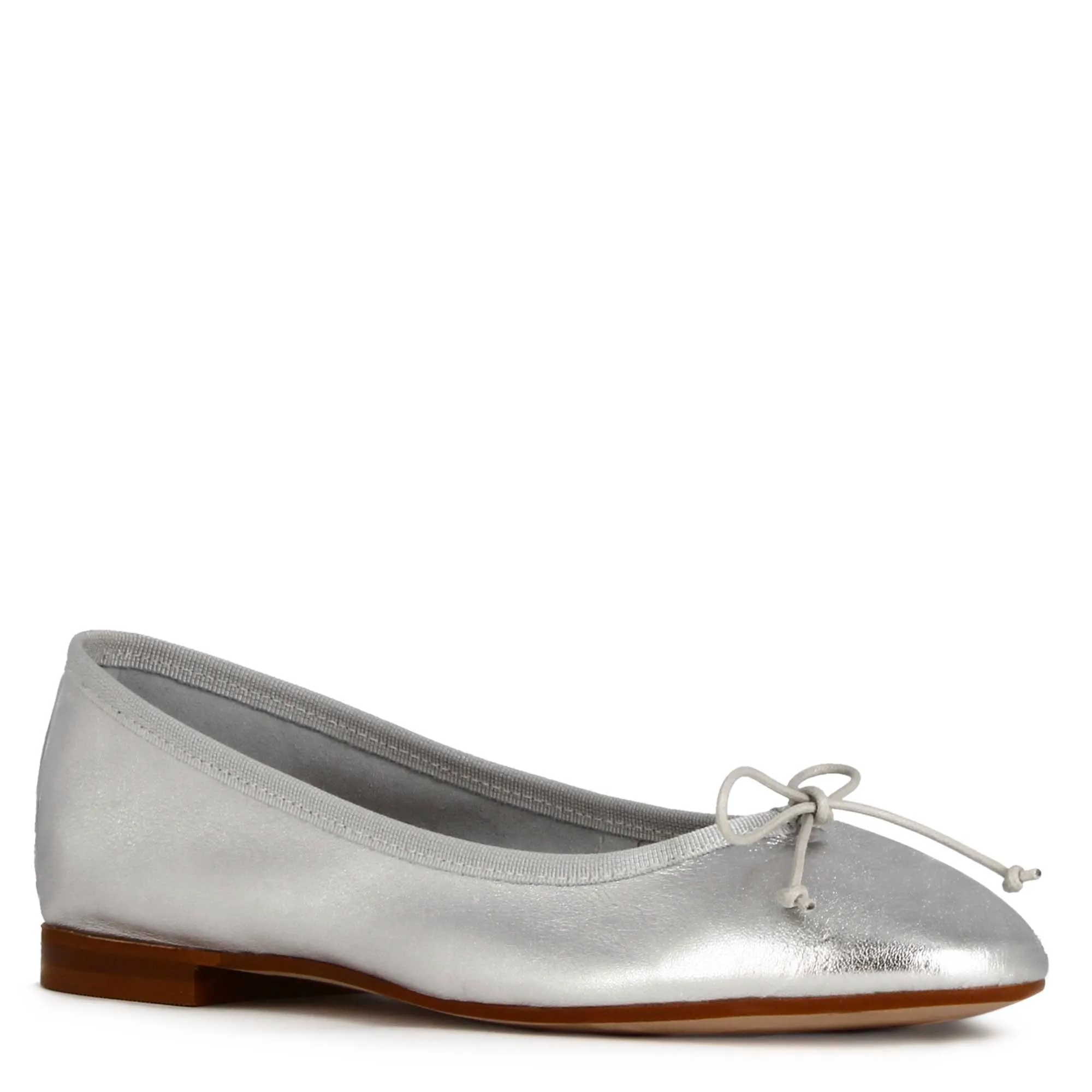Ballerina classica da donna in pelle laminata colore argento