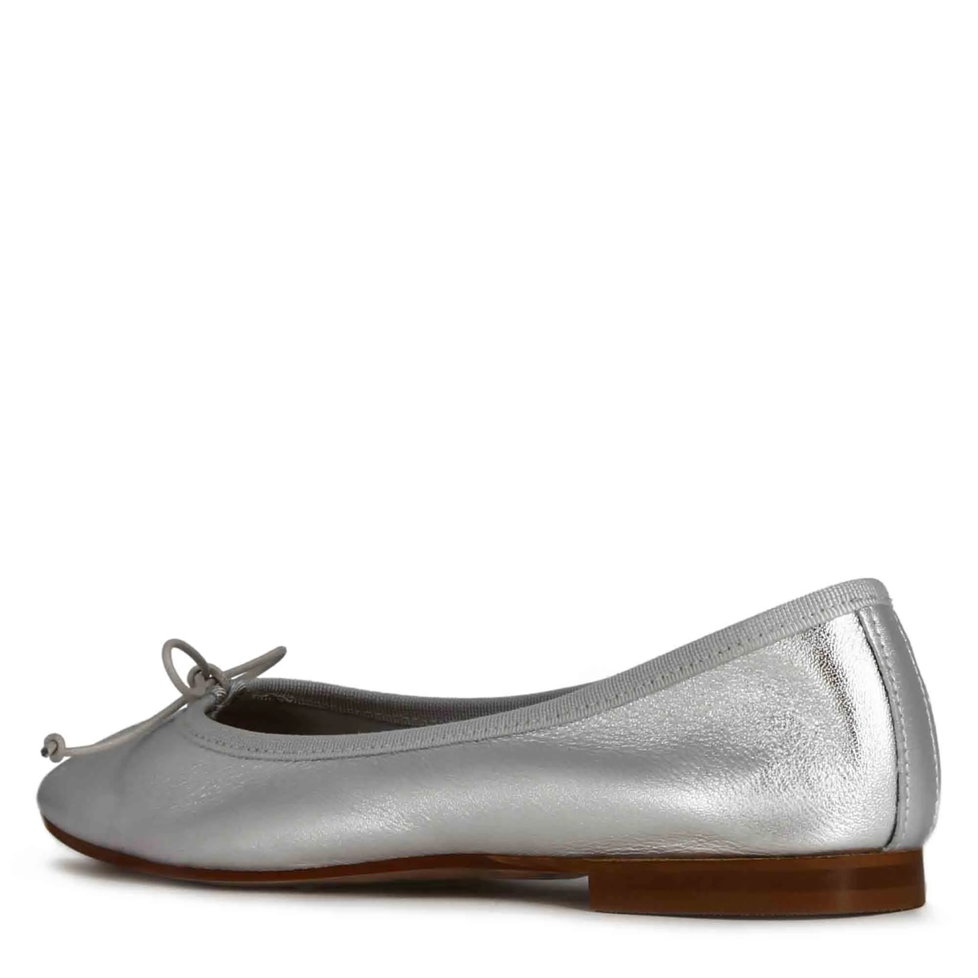 Ballerina classica da donna in pelle laminata colore argento