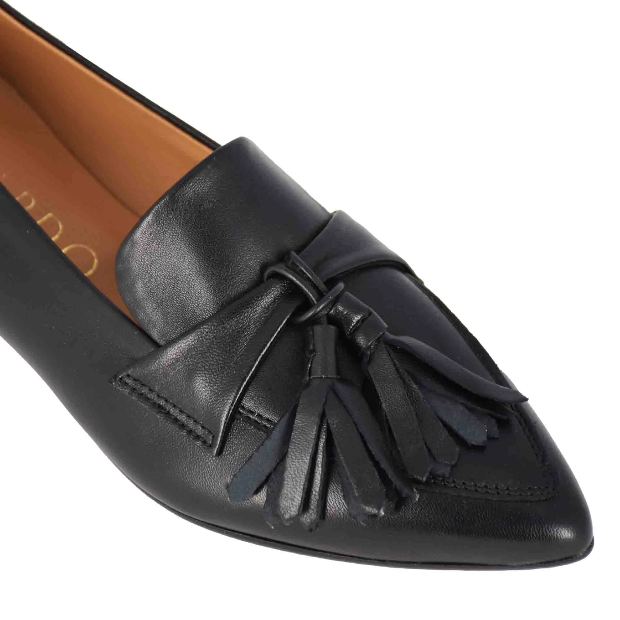 Ballerina da donna casual con nappine colore nero