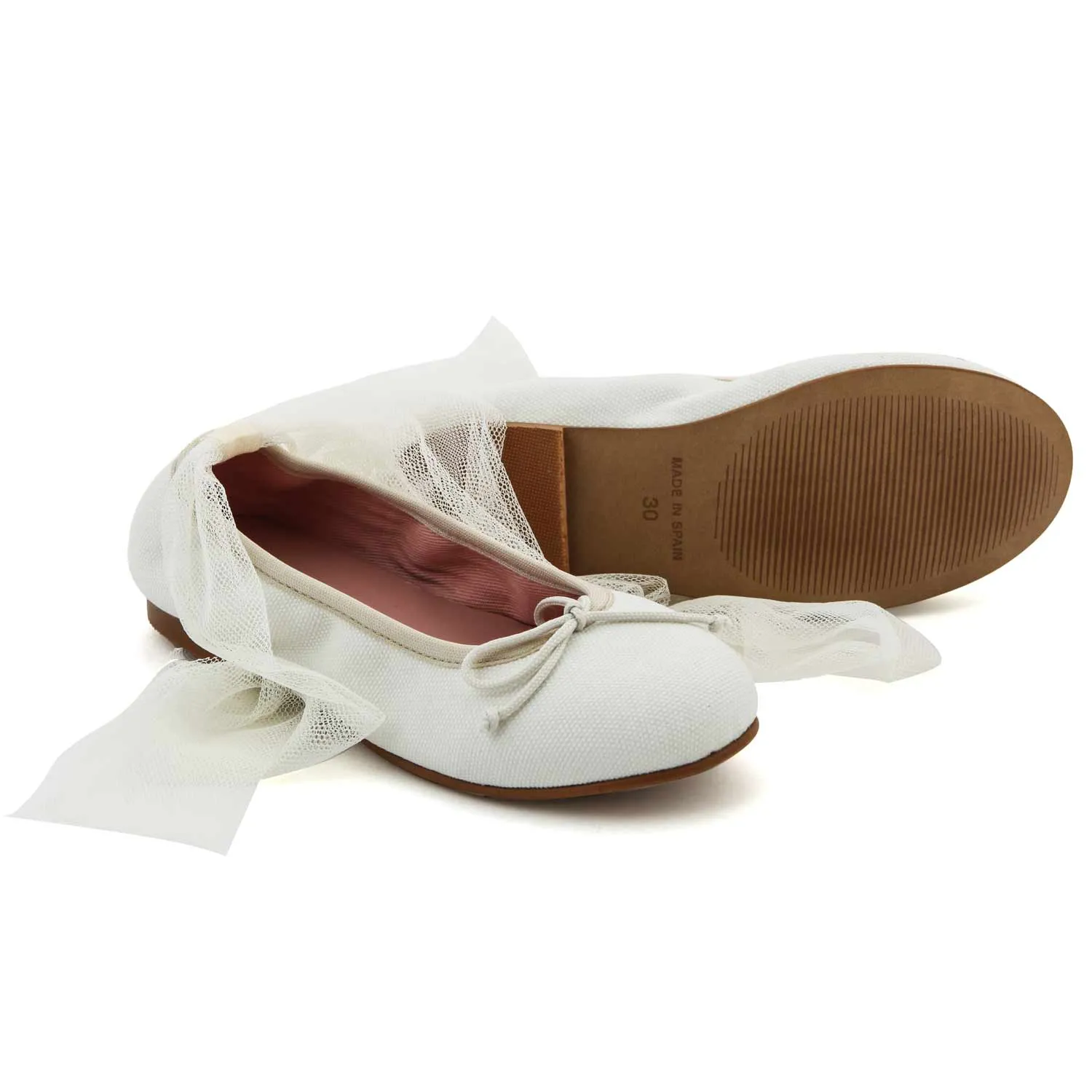 Ballerine Bianche Con Tulle Bambina E Teen