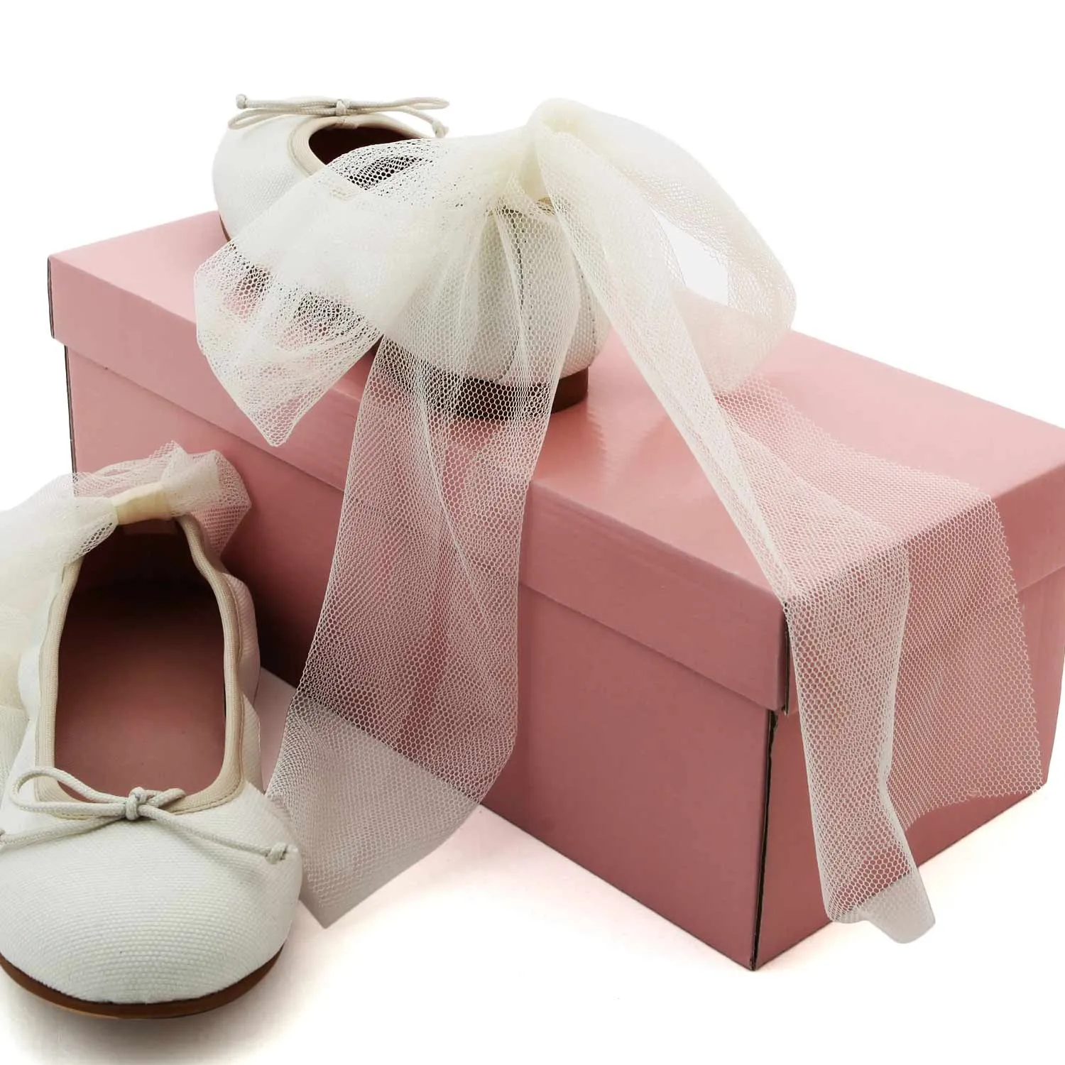 Ballerine Bianche Con Tulle Bambina E Teen