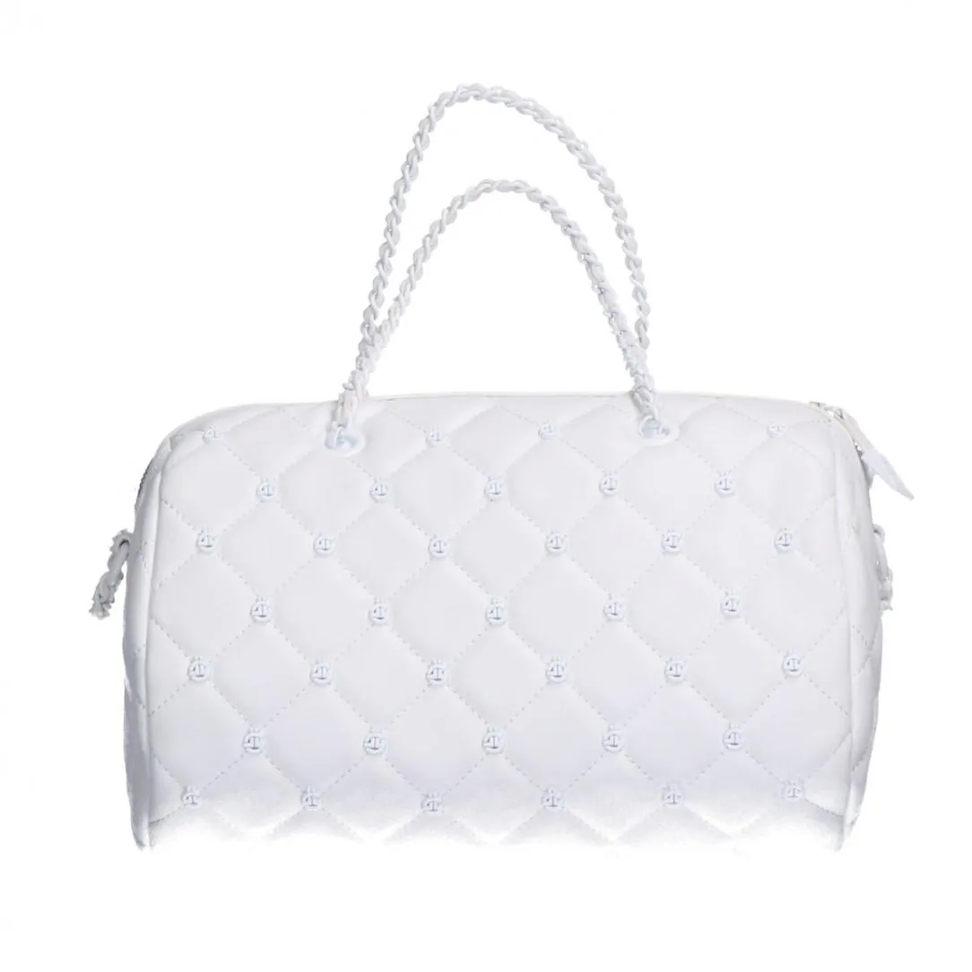 Bauletto in ecopelle con borchie gbda3154 Bianche