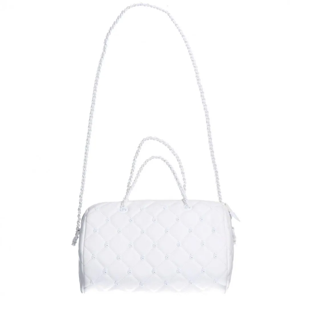 Bauletto in ecopelle con borchie gbda3154 Bianche