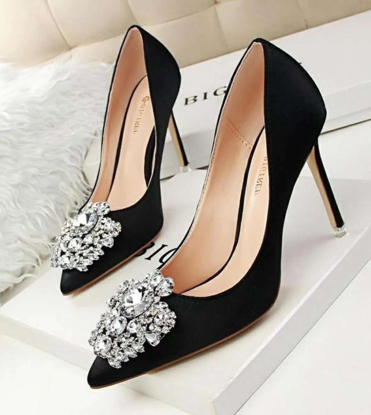 Bigtree Scarpe Donna Décolleté Tacco alto Scarpe da donna Moda Donna Tacchi Scarpe da punta Scarpe da donna con strass Décolleté