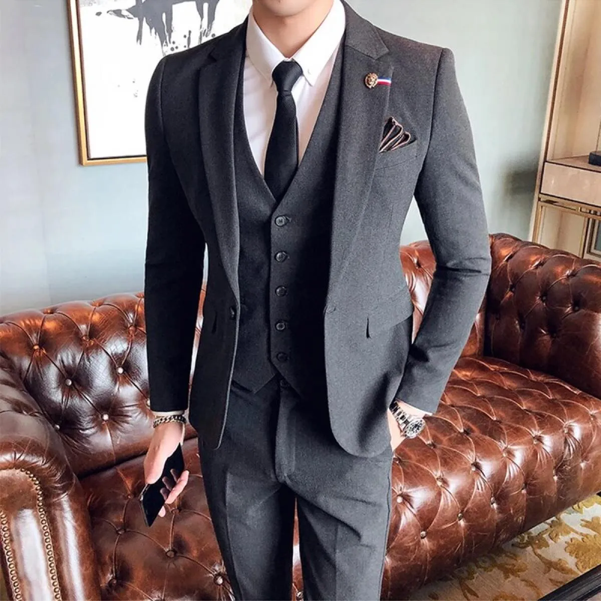 Blazer Giacca Pantaloni Gilet Nuovo colore Abito da uomo 3 pezzi Abito da uomo 3 pezzi Abiti da uomo 2023