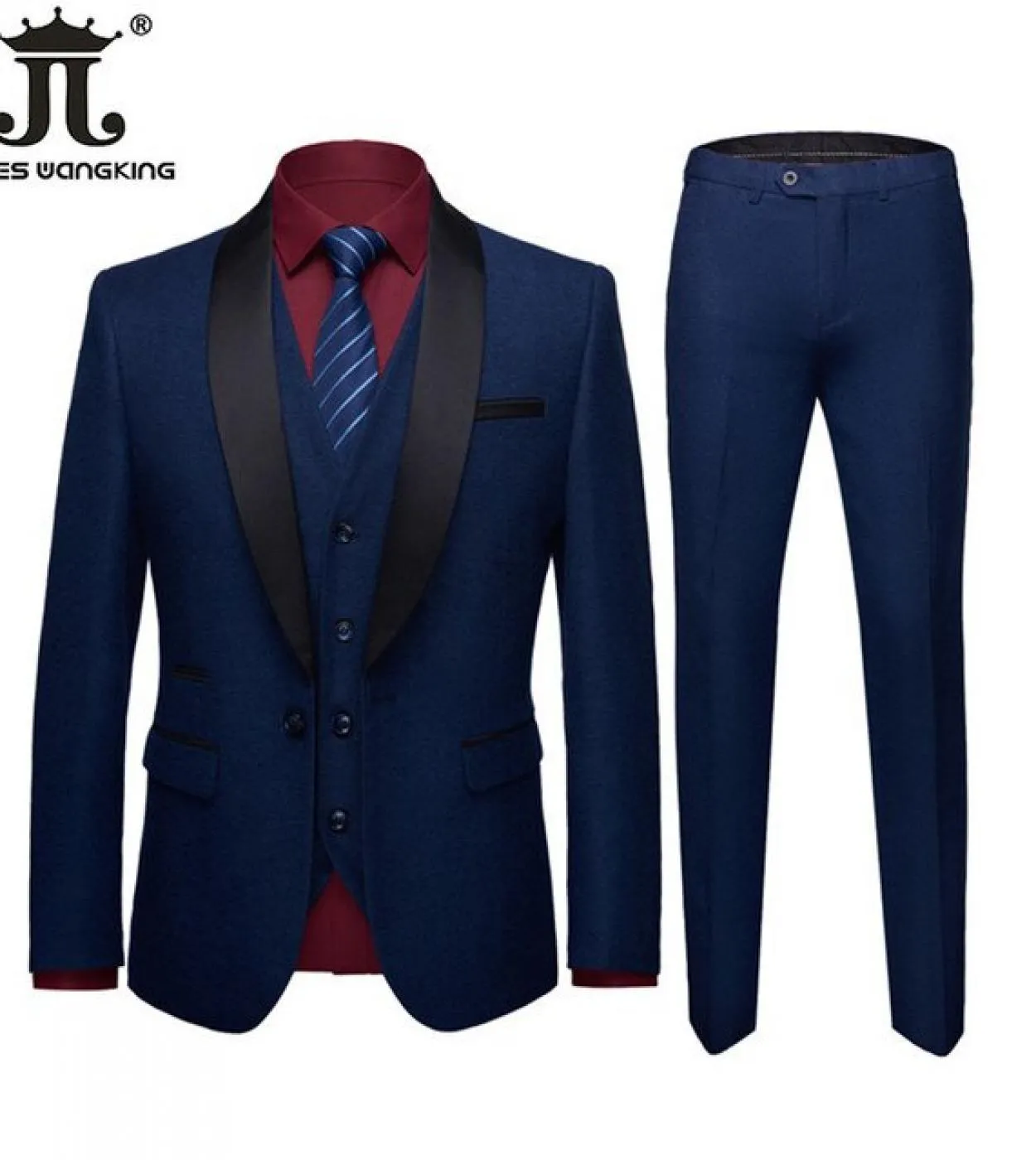 Blazer  Gilet  Pantaloni Classico Colorblock Completo da uomo formale da uomo 3 pezzi Abito da sposa da sposo Slim Prom Tuxe