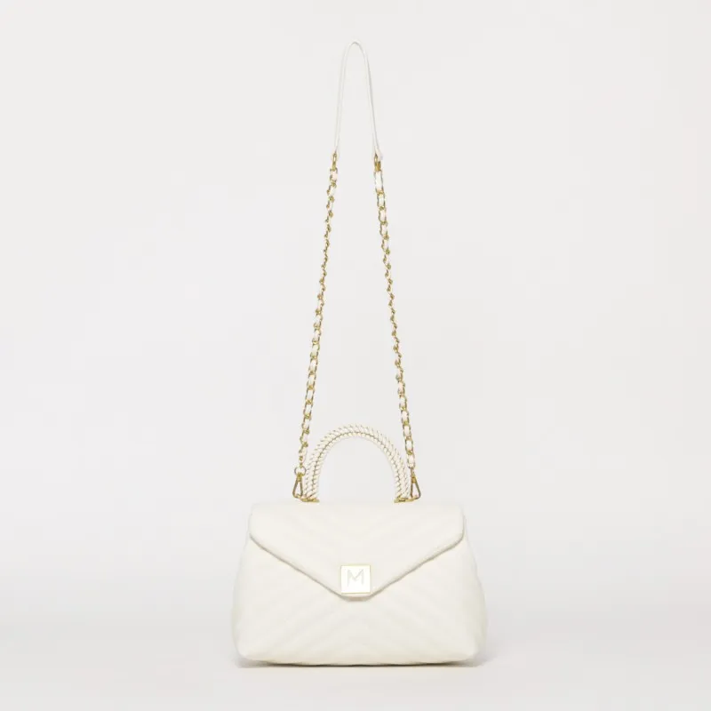 BORSA A MANO TRAPUNTATA A V BIANCO GRANDE