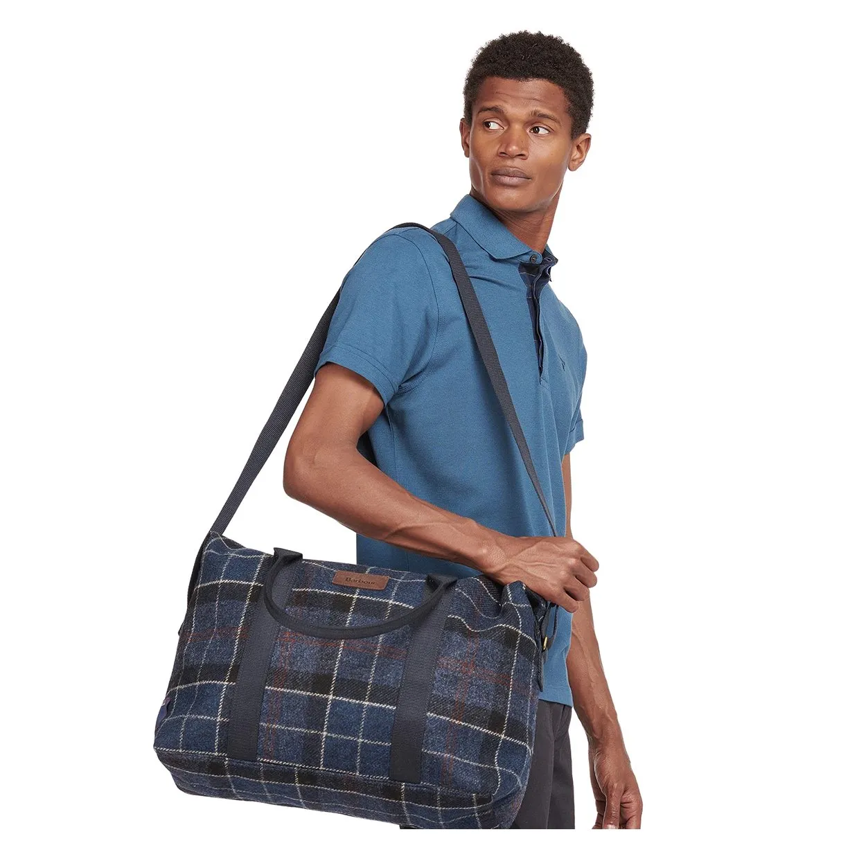 Borsa Barbour Teviot Tartan Holdall Blu