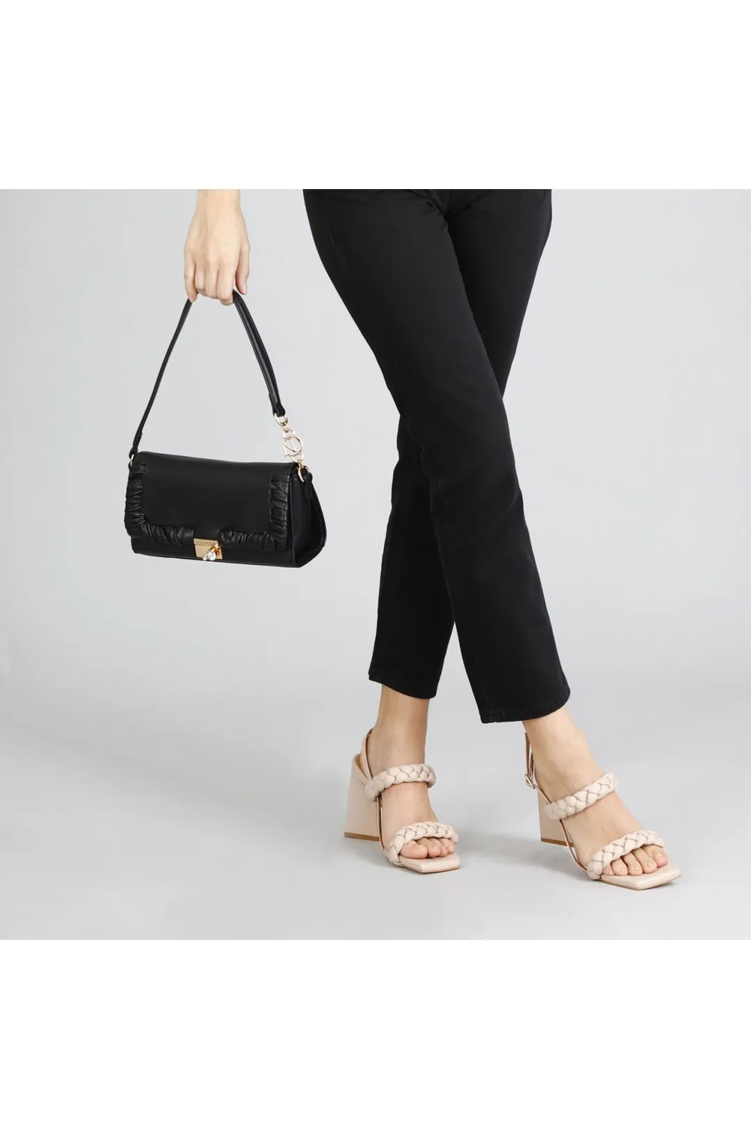 borsa con grossa infilatura e manico personalizzato cafènoir nero