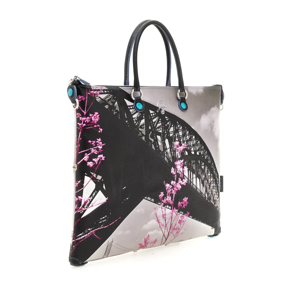 Borsa Donna a Mano con Tracolla GABS G3 PLUS Trasformabile in Pelle stampa Hell Gate Bridge Large