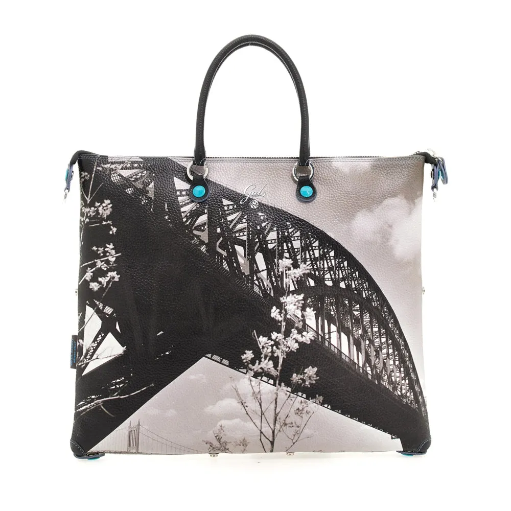 Borsa Donna a Mano con Tracolla GABS G3 PLUS Trasformabile in Pelle stampa Hell Gate Bridge Large