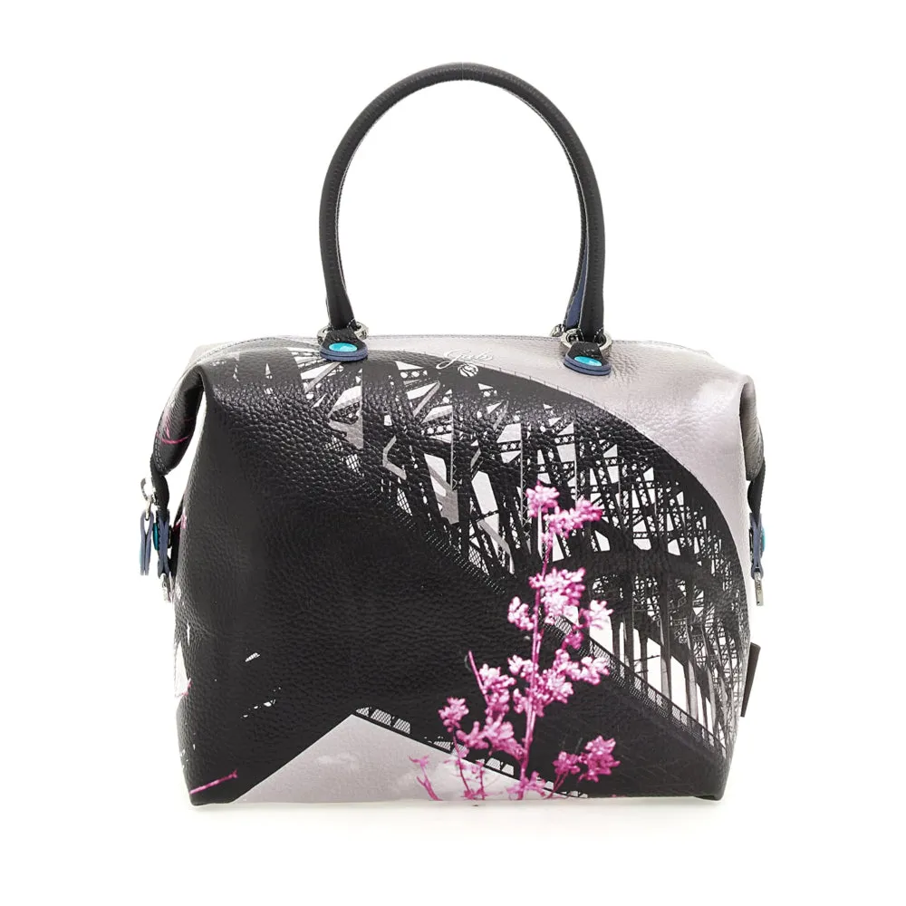 Borsa Donna a Mano con Tracolla GABS G3 PLUS Trasformabile in Pelle stampa Hell Gate Bridge Large