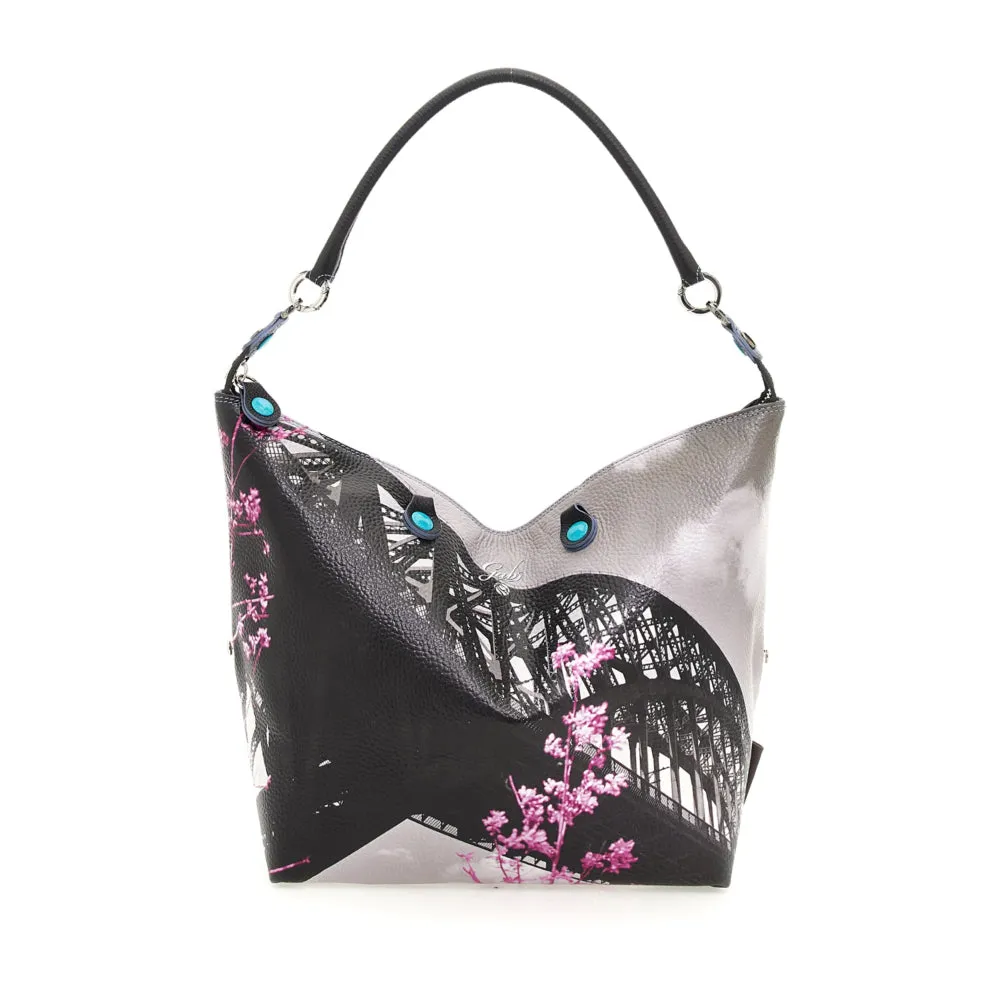 Borsa Donna a Mano con Tracolla GABS G3 PLUS Trasformabile in Pelle stampa Hell Gate Bridge Large