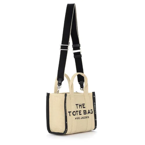 Borsa Marc Jacobs The Jacquard Small Traveler Tote Bag color sabbia