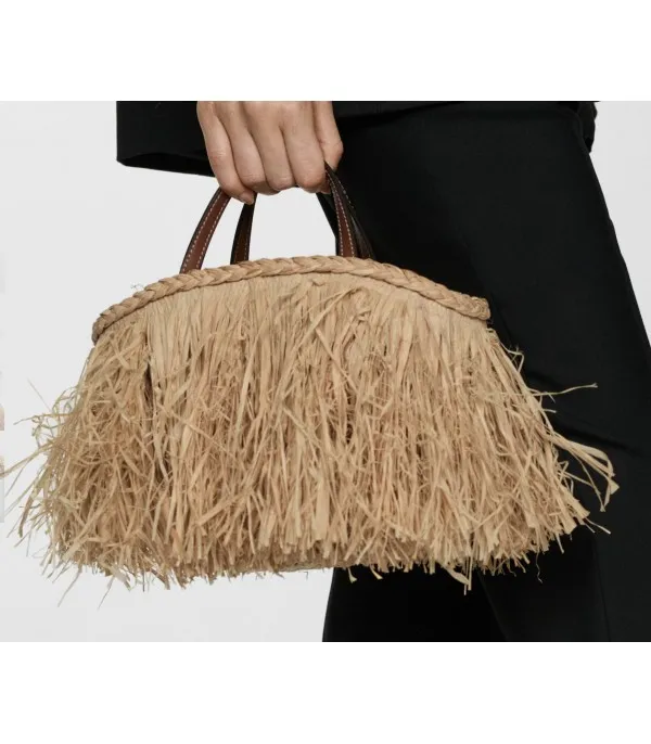 Borsa paglia frange Frata