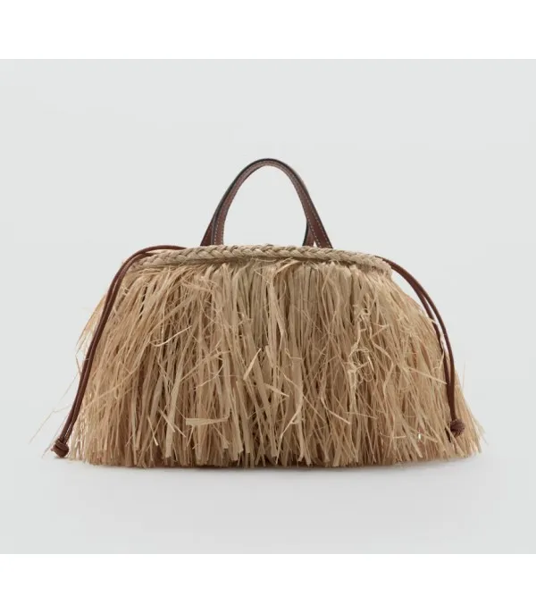 Borsa paglia frange Frata