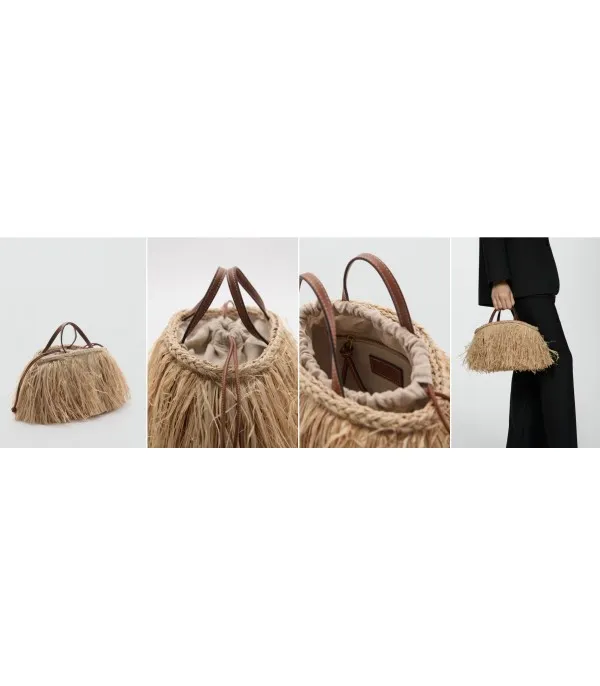 Borsa paglia frange Frata