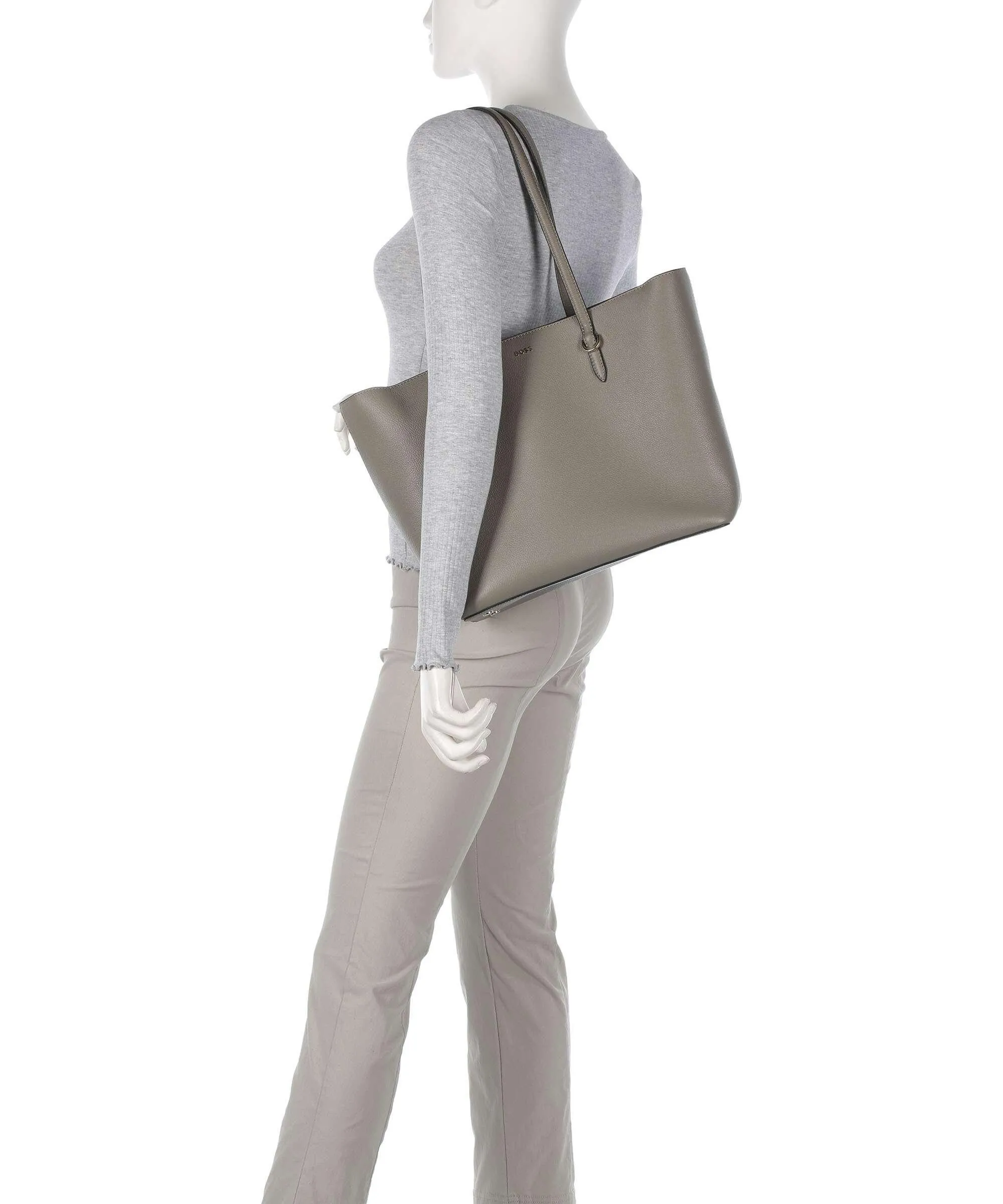  BOSS Alyce Borsa shopper pelle di vacchetta grana taupe  