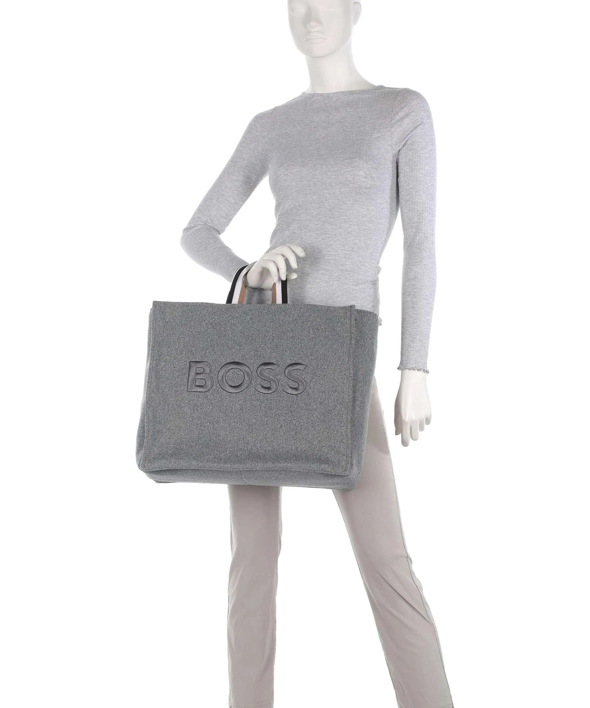  BOSS Deva Borsa shopper poliestere riciclato grigio  