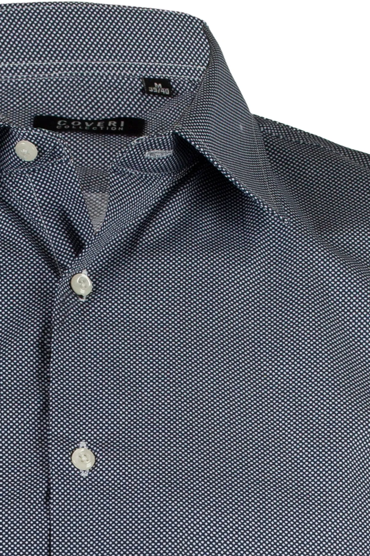Camicia blu da uomo con microfantasia