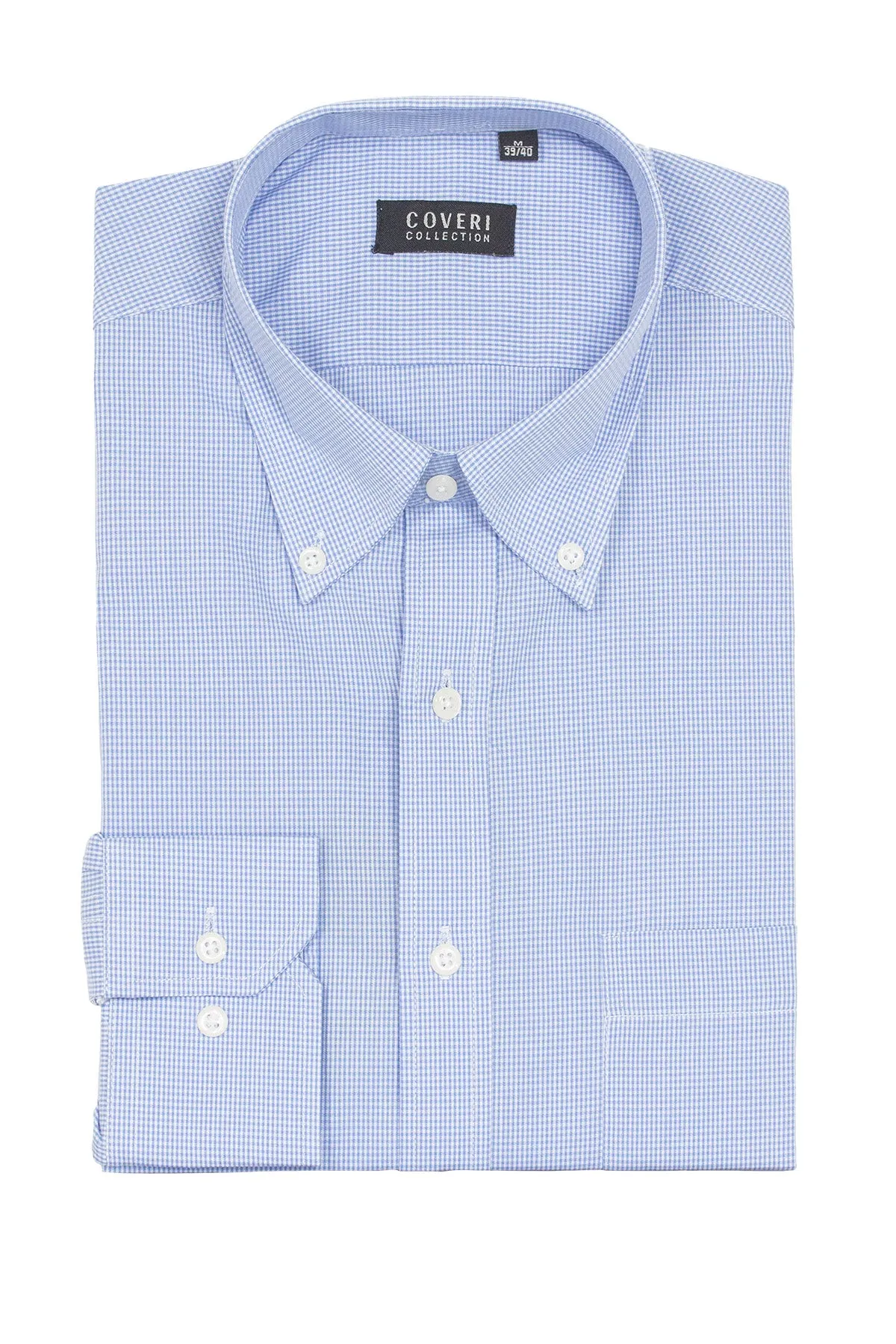 Camicia classica a quadri in puro cotone con button down