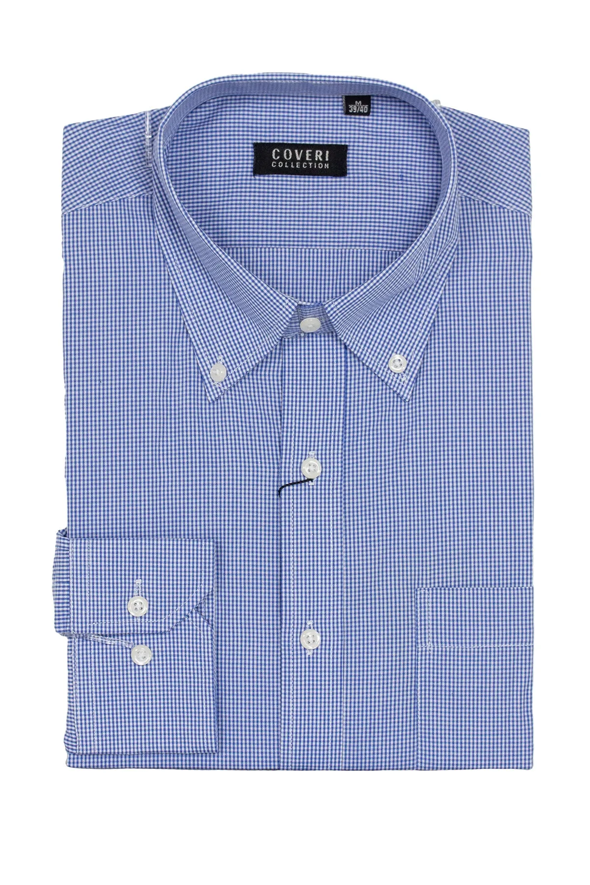 Camicia classica a quadri in puro cotone con button down